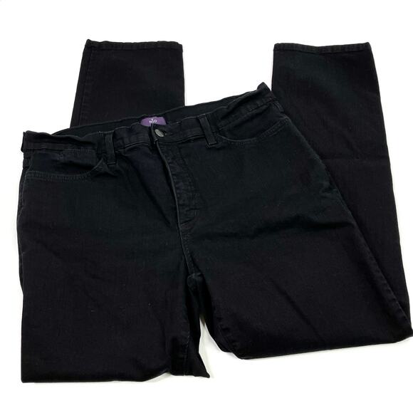 NYDJ | Black Jeans Straight Leg Denim 99% Cotton Womens 12 PETITE - Picture 1 of 6